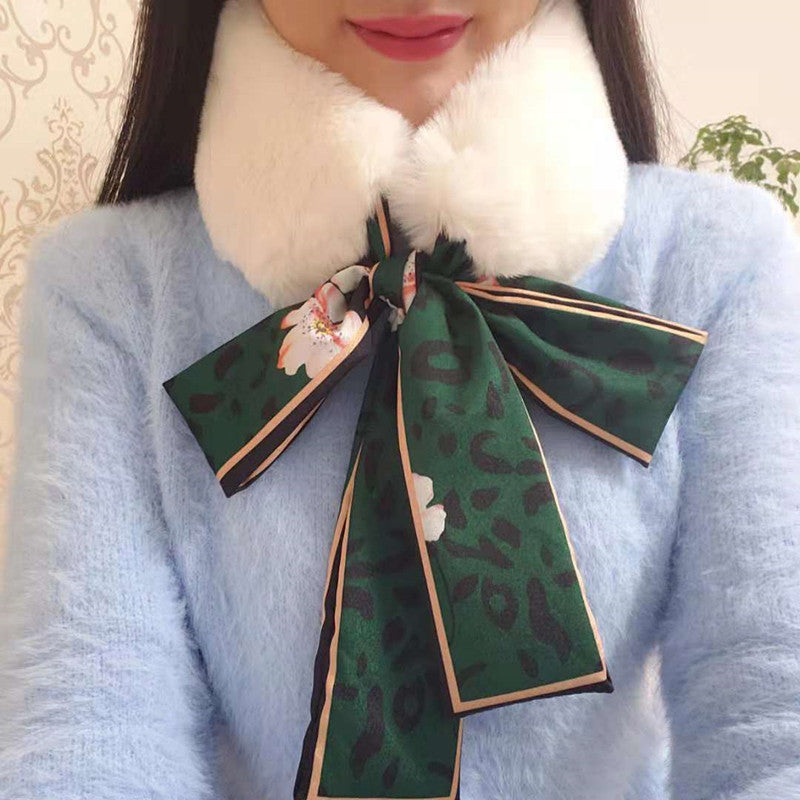 秋冬新款毛毛披肩仿皮草狐狸毛獭兔毛女士围脖围巾大衣假领子丝巾