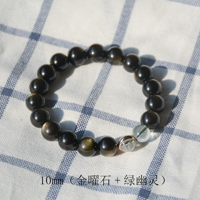 牛妞妞天然金曜石手链男女黑曜石手串水晶情侣招财转运牛年本命年